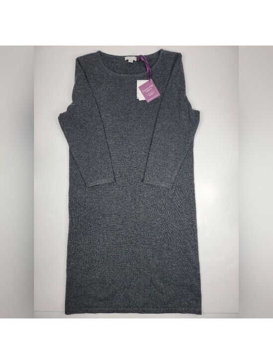 Garnet Hill Dresses & Skirts - NEW Garnet Hill Cashmere Boatneck Sweater Dress Gray Women's Size Large L NEW